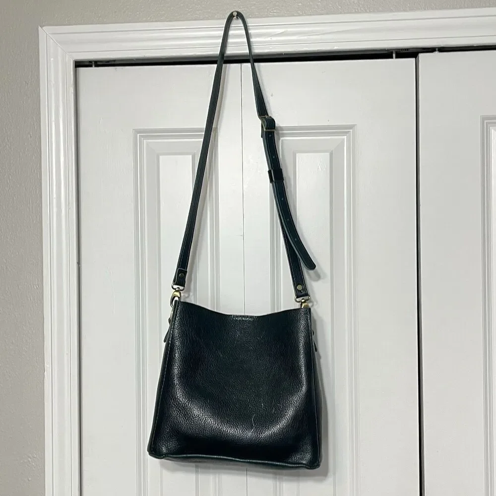Portland Leather Goods Green Butterfly Bucket Bag Purse Crossbody